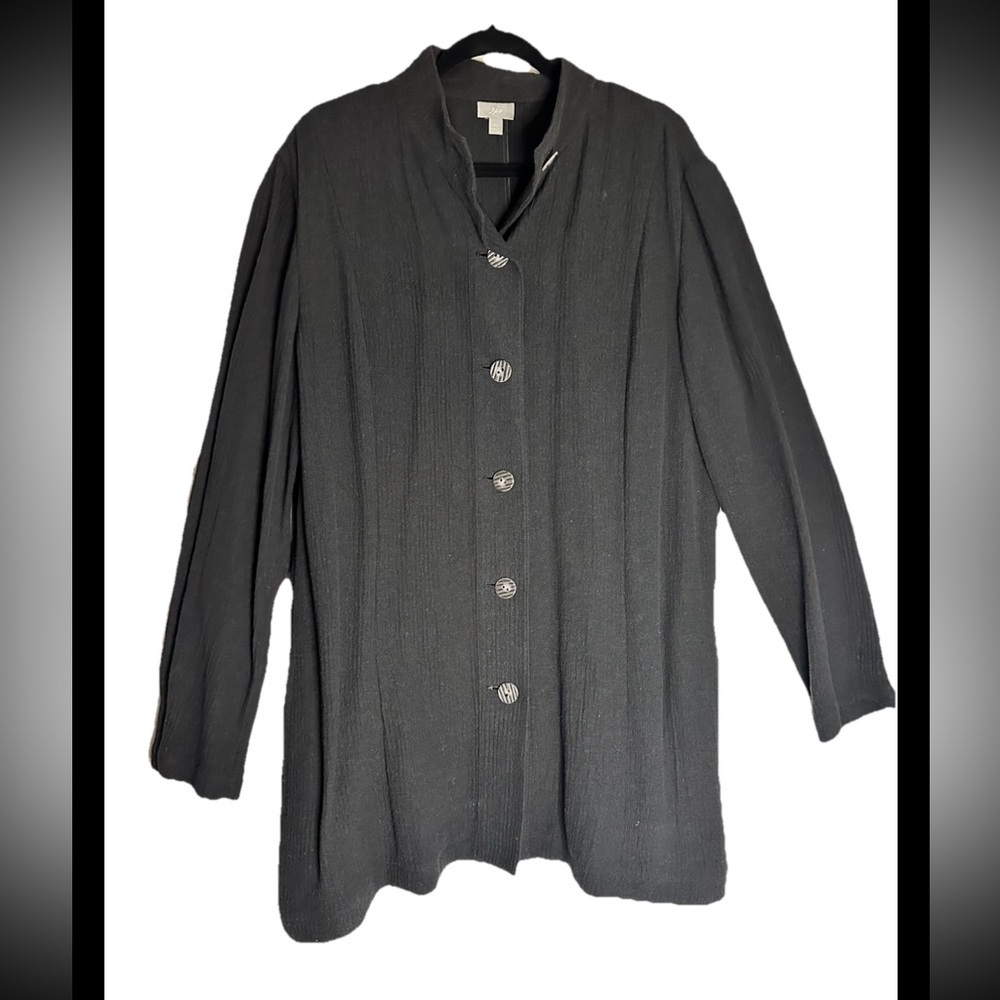 J. Jill Charcoal Gray Longline Button Cinched Waist Blazer Jacket Sz XL
